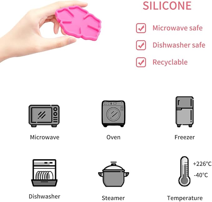 Coaster Resin Epoxy Molds for Casting Flower Shape Silicone Geode for Making Cup Mats Agate Coaster Mold Wine Glass Holder Home Decor DIY Craft Project