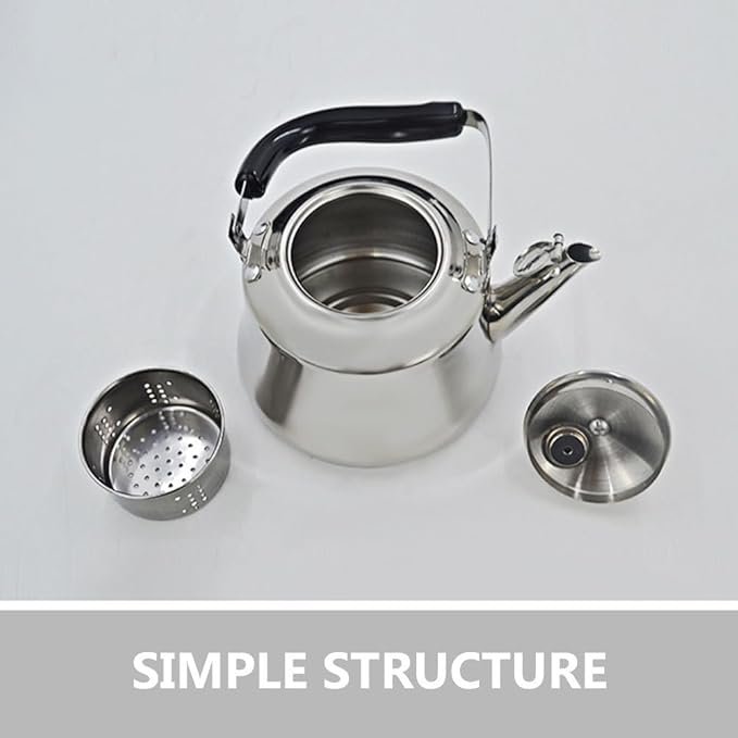 Luxshiny Stainless Steel Tea Kettle for Stove Top with Removable Infuser Large Capacity Water Kettle 1.1 Quart Silver Teapot for Home Kitchen