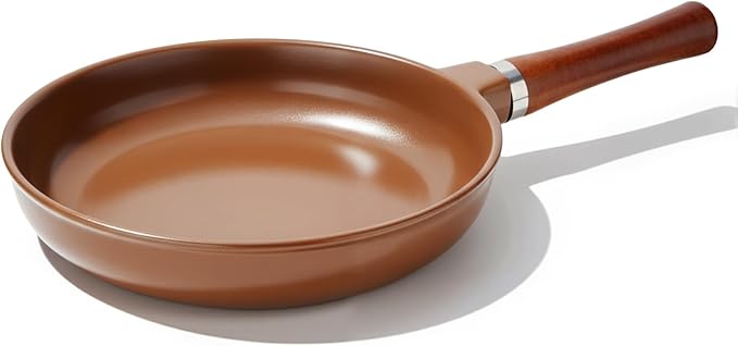 Pure Ceramic Frying Pan, Nonstick 10 Inch Ceramic Skillet (Crafted From Natural Clay Minerals Through Firing), PFAS-Free, Non Toxic/No Coatings Cooking Pan, Induction Pan (Brown)