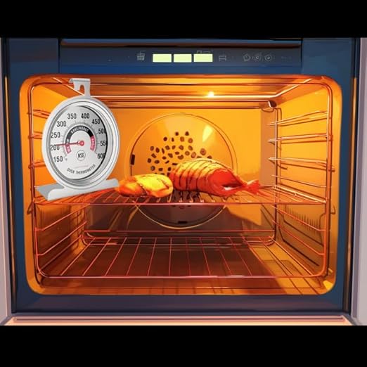 Efeng Large 3.5" Oven Thermometers for Gas/Electric Oven with Large Hanger&Base,Safety Leave-in Oven,Easy to Read Number,No Fading Color for Long time Cooking