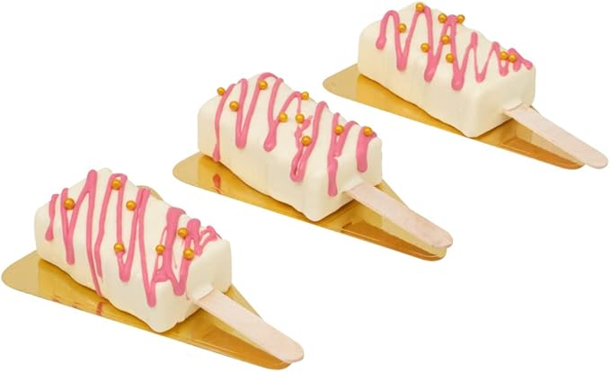 Pastry Tek 4 Cavities Popsicle Mold, 1 Rectangle Cakesicle Mold - Flexible, Freezable, White Silicone Cake Popsicle Mold, Easy Release, For Baking - Restaurantware