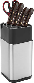 Universal Knife Block, Stainless Steel Knife Holder without Knife Including Sharpening Edges and Scissor Sockets Multifunctional Knife Holder Knife Block Holder