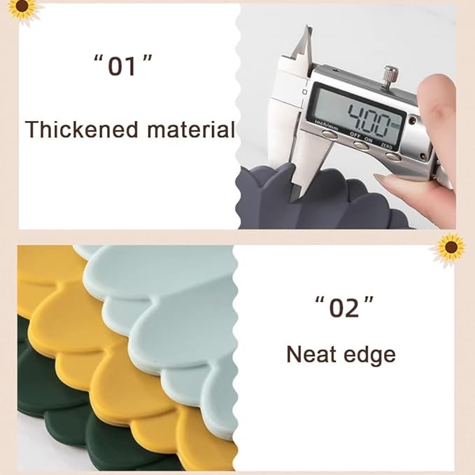 Heat-Resistant Silicone Trivet Mats, Non-Slip Hot Plate Holder for Kitchen Countertops & Dining Table, Reusable Pot Holder Pad with Secure Grip, Dishwasher Safe (Sea Sky Blue, Diameter: 30cm/11.81")