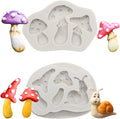 2PCS Mushroom and Snails Silicone Molds for Fondant Chocolate Candy Cake Decoration Baking Pastry Tools Silicone Soap Mold Resin Polymer Clay Mold