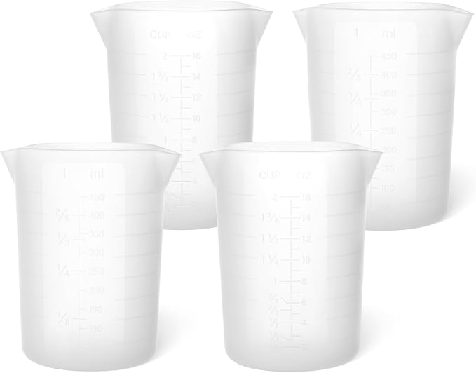 Gartful 450ml Large Silicone Measuring Cups, 15OZ Reusable Squeeze and Pour Resin Cups for Epoxy, Casting Molds, Slime, Craft Art Projects, Cup Making, Waxing, 4 Packs