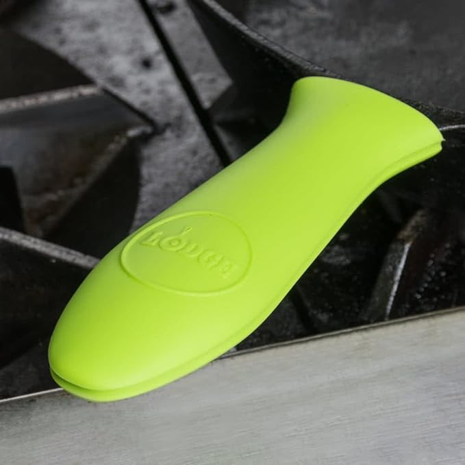 Lodge Silicone Hot Handle Holder - Dishwasher Safe Hot Handle Holder Designed for Lodge Cast Iron Skillets 9 Inches+ w/Keyhole Handle - Reusable Heat Protection Up to 500° - Green