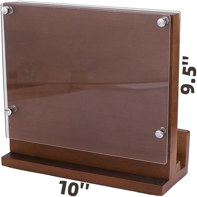 Magnetic Knife Block with Acrylic Shield, Double-Sided Kitchen Knife Holder, Acacia Wood, Universal Storage Organizer