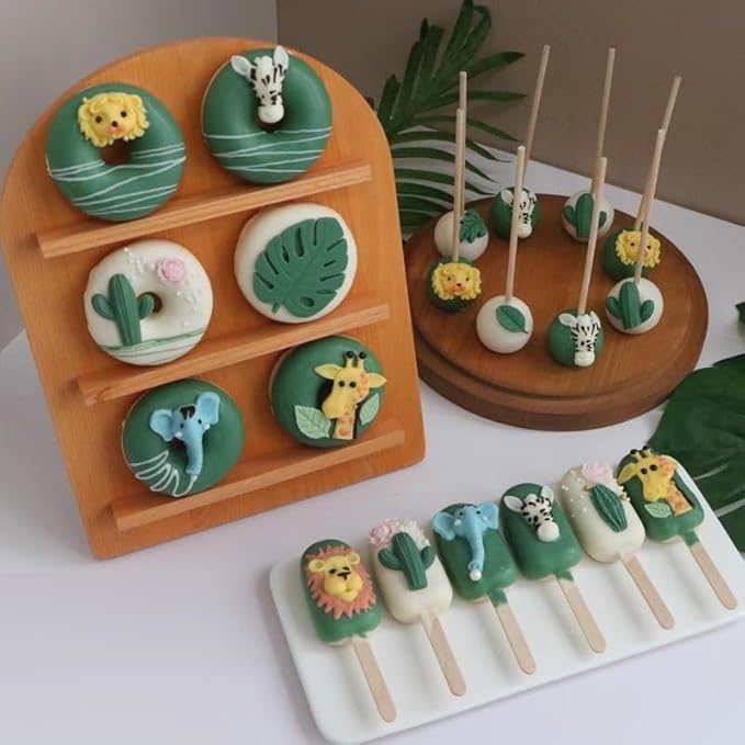 Safari Animal Fondant Mold Flamingo Silicone Molds,Safari Cake Decorations Animal Cake Toppers Mold,Tropical Leaf Chocolate Silicone Molds for Cake Decorations