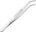 uxcell 10-Inch Stainless Steel Tweezers with Curved Serrated Tip Daily Garden Tool
