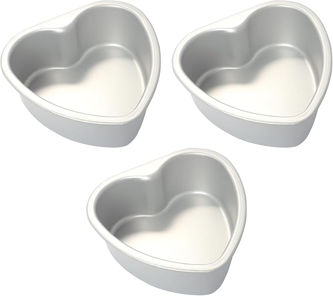 Heart Shaped Cake Pan 6 Inch Aluminum Cake Pans Heart Cake Tin Baking Cake Mold for Valentine's Weddings Birthday Party (3, 6 inch)
