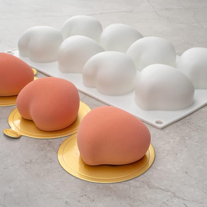 Pastry Tek 8 Cavities Heart Molds, 10 Oven-Ready Heart Pans - Flexible, Freezable, White Silicone Heart Shaped Molds, Easy Release, For Baking - Restaurantware