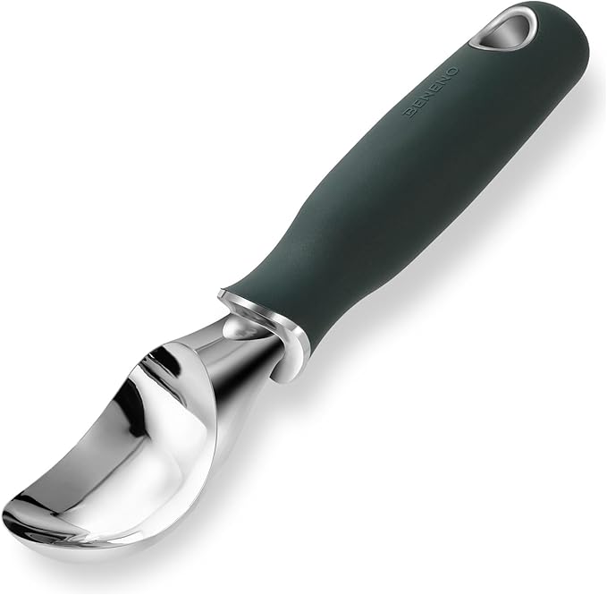 Beneno Heavy Duty Ice Cream Scoop - Upgraded Anti-Fracture Design, Comfortable Grip Long Handle, Effortless Scooping & Dishwasher Safe, Green