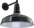 Steel Lighting Co. Gardena Barn Light | Outdoor Wall Mounted | 16" Dome | 11" Straight Arm | Farmhouse Light Made in America | Black Exterior/White Interior