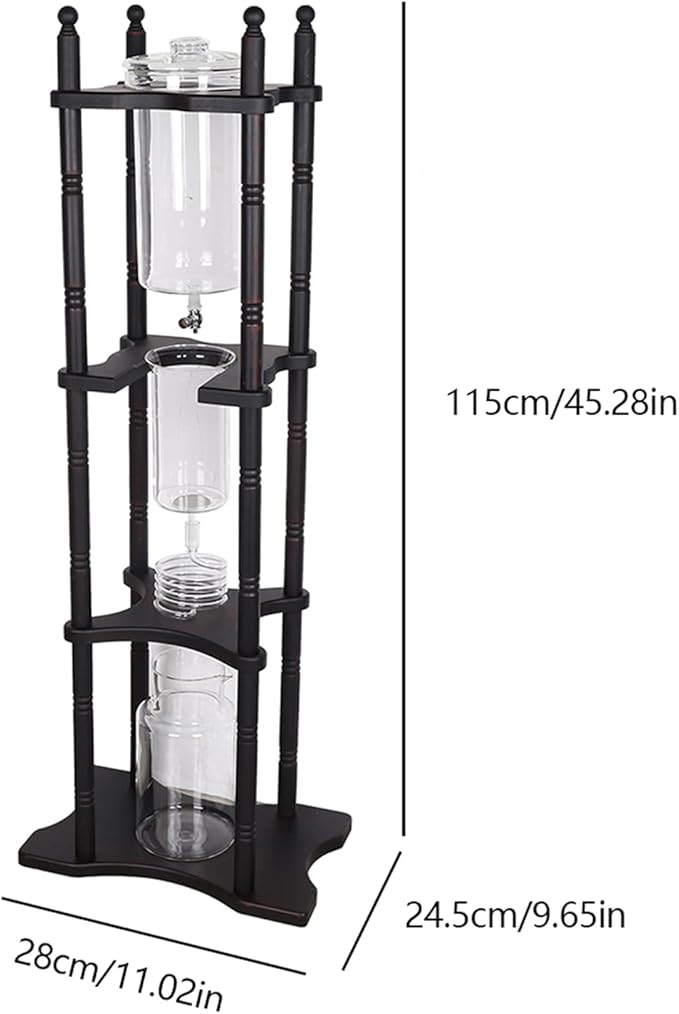 Cold Drip Coffee Maker, 2000ml Large Capacity Glass Dutch Coffee Dripper Ice Drip Coffee Tower w/Stable Base for Commercial Office