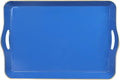 Spsyrine Large Blue Serving Tray with Handles, Plastic Decorative Tray for Coffee Table, Ottoman, Bathroom, Home Decor 17.3"*11.8"*2"