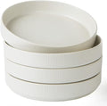 famiware Star 8.25" Pasta Bowls, Large Dinner Bowls Set of 4, Salad Bowl Plates, Shallow Bowls for Eating, Matte White (Full Glaze)