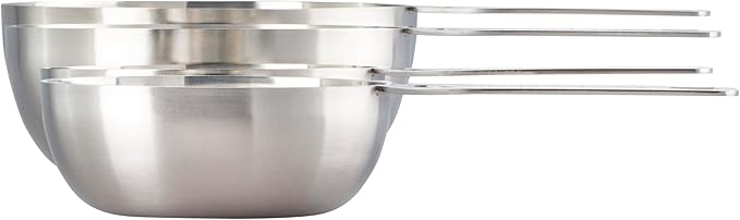 Le Creuset Batch-Baking Measuring Cups, Stainless Steel, Set of 4 (2/3 & 3/4 & 1.5 & 2 cups)