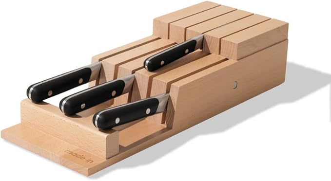 Made In Cookware - 9 Piece Knife Organizer - Italian Beechwood - Crafted in Italy