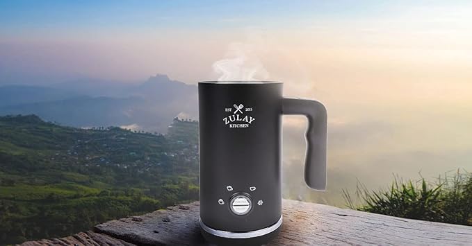 Zulay 4-in-1 Milk Frother & Steamer – Automatic Hot & Cold Foam Maker, Milk Warmer & Chocolate Mixer – 10oz/300ml Capacity, Nonstick Stainless Steel Interior, Quiet One-Touch Operation – Black