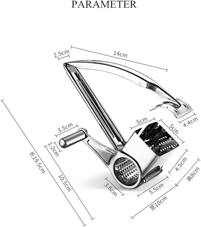 Kitchen Tools Hand Crank Shredder Butter Cheese Grater, Stainless Steel Rotary Grater Handheld Rotary Cheese Grater with 4 Stainless Drum