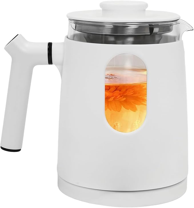 Electric Kettle,Temperature Control Glass Tea Maker LCD Display,Water Boiler & Heater With 360° Swivel Base and 6 Different Kinds of Functions For Coffee,Tea,Milk,Water,Hot Chocolate (White)