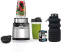 Ninja BN401 Nutri-Blender Pro with Auto-iQ, 1100W Motor (2) 24oz Cups (Renewed) Bundle with Deco Essentials Collapsable Water Bottle and 2 YR CPS Enhanced Protection Pack