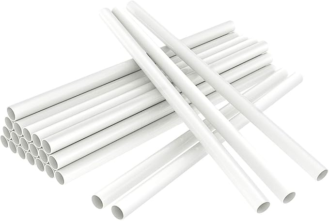 White Plastic Cake Dowel Rods for Tiered Cake Construction and Stacking Supporting Cake Round Dowels Straws with 0.4 Inch Diameter (12 Inch Length)