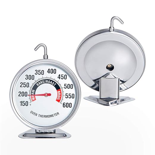 Extra Large 3" Oven Thermometer with Easy-Read Dial | 150-600°F Pro Accurate Temp Gauge for Kitchen, Baking, Grill & Meat | Hang or Stand for Gas/Electric Ovens
