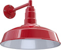 Steel Lighting Co. Gardena Barn Light | Outdoor Wall Mounted | 16" Dome | 11" Straight Arm | Farmhouse Light Made in America | Red Exterior/White Interior