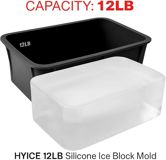 12LB Giant Silicone Ice Block Mold for Cold Plunge, blocks for cold plunge, Extra Large, ice Bath Accessories, Durable, (12 lb | Pack of 1) - Black