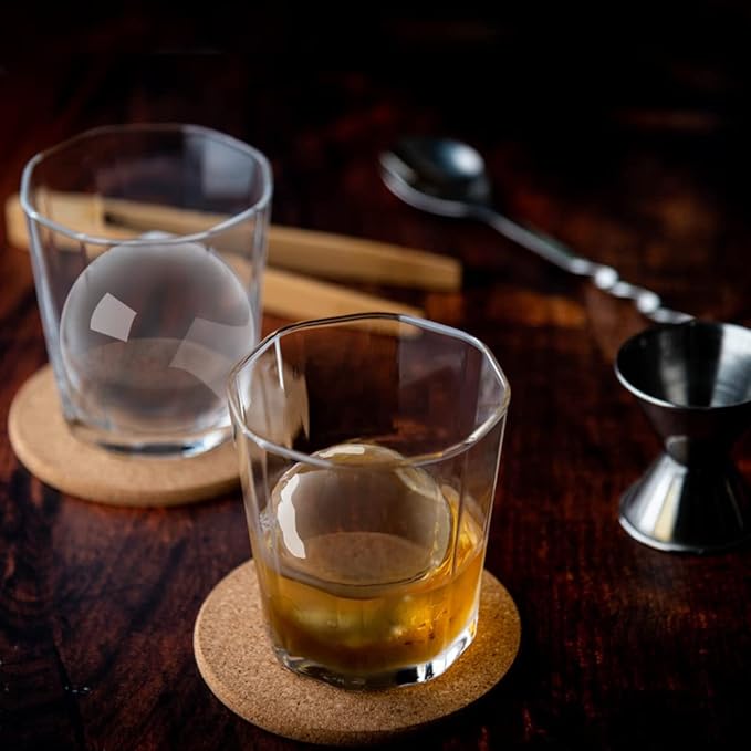 TINANA Clear Ice Ball Maker, 2.5” Clear Ice Cube Tray Make 1 Large Sphere Ice Balls for Whiskey, Cocktails & Bourbon, Gifts for Men