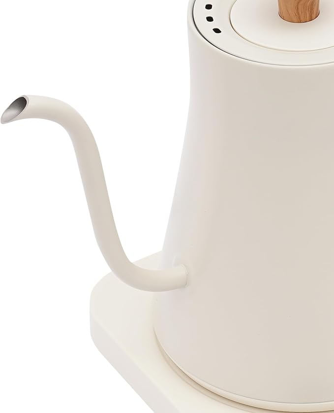 30oz Bistro Electric Gooseneck Kettle,1200W Stainless Steel Coffee Kettle with ±1℉ Temperature Control,Quick Heating Pour Over Electric Kettle for Coffee&Tea (White)