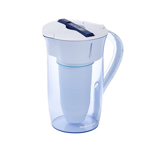 ZeroWater 10-Cup Round 5-Stage Water Filter Pitcher Dispenser with 5-Stage 0 TDS Zero Water Filter – IAPMO Certified to Reduce Metals, Chlorine, Lead, Chromium, and Forever Chemicals PFOA/PFOS