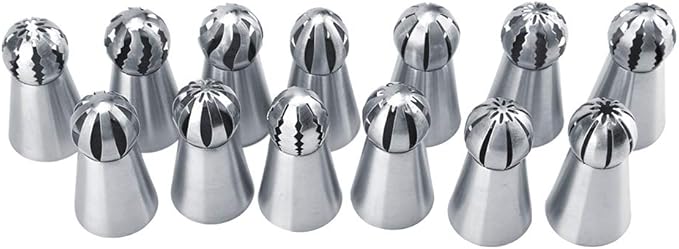 GOTOTOP Russian Piping Tips Set 13 Pcs Russian Icing Piping Nozzles Tips Pastry Cake Buttercream DIY Decor Baking Tool