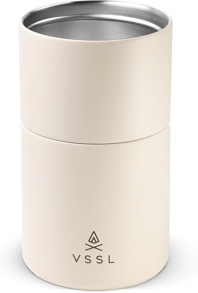 VSSL - Nest Pour Over Coffee Set | Coffee Maker for Camping | All-In-One Travel Pour Over | Transportable Dripper, 10oz Stainless Steel Travel Mug | Compact Storage & Adventure Ready | Cream