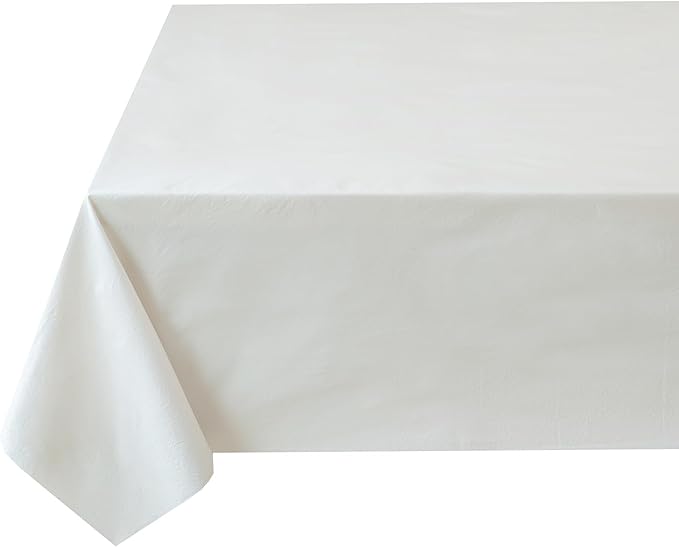 Benson Mills Deluxe Heavy Duty Vinyl Table Pad, Premium Table Protector, Waterproof with Flannel Backing, Quilted Design and Customizable (Off-White, 52" X 120" Rectangular)