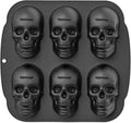 Skull Cake Pan,Skull Cake Pan Silicone Mold，6-Cavity Silicone, or Halloween & Party Drinks (6 Cavity Large Mold)