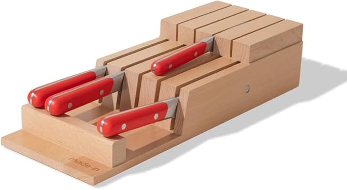 Made In Cookware - 9 Piece Knife Organizer - Italian Beechwood - Crafted in Italy