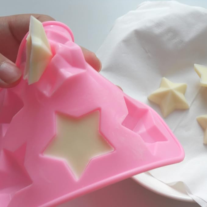 Star Chocolate Mold,Reusable Five Pointed Star Silicone Mold for Making Chocolates,Ice Cubes,Jellies and Candies(Pink)