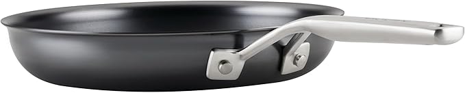 KitchenAid NITRO Carbon Steel Frying Pan/Skillet, Stainless Steel Handle, Compatible with All Cooktops, 10 Inch Open Fry Pan - Black