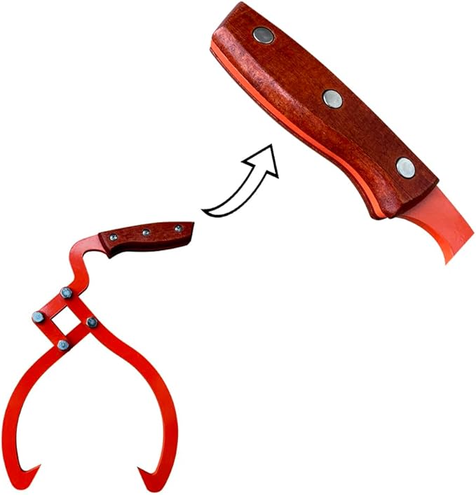 Wood Handle 2 Claw Skidding Tongs Non-Slip Grip, Log Lifting, Handling, Dragging & Carrying Tool (18 in)