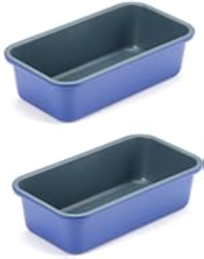 Monfish loaf pan baking bread 1lb loaf bread pans for home baking cake 9x5inch set of 2 haze blue non stick coating Royal blue carbon steel