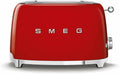 SMEG 2 Slice Toaster with 6 Presets and Defrost Function and Removable Crumb Tray TSF01RDUS, RED