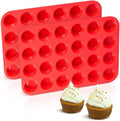 Silicone Mini Muffin Pan, 24 Cups Mini Cupcake Pans Silicone Muffin Tin for Baking Nonstick 2 Pack