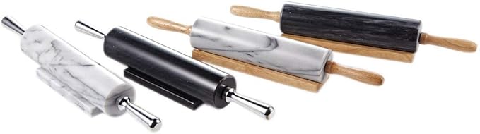 JEmarble Rolling Pin/Aluminum Handles 18 inch(Black)(Premium Quality) Polished Surface 18-inch(10"Barrel) Genuine Stone Non-stick Save Effort Easy to Clean