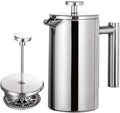 French Press Coffee Maker,Stainless Steel Double Wall Insulated Coffee Press 34 oz,4-8 Cups, Portable Hot Cold Brew Teapot Cafetera for Coffee Bar Accessories Kitchen Camping (silver,34oz)