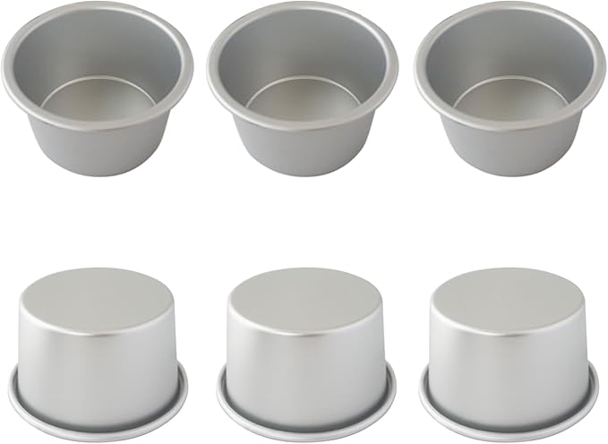 Aluminum Tart Pan Set, 6 PCS Popover Pan Single Serving Pastry, Large Muffin Pans, Baking Tool for Egg Tart, Yorkshire, Cupcake, Baba Au Rhum, Pot Pie (3.82x 2.95x 2.05 Inch)