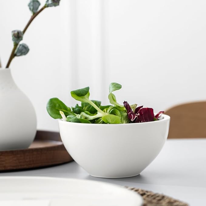 Villeroy & Boch Artesano Original Rice Bowls, Set of 4, Premium Porcelain, Made in Germany, 20.25 oz Capacity Each, White