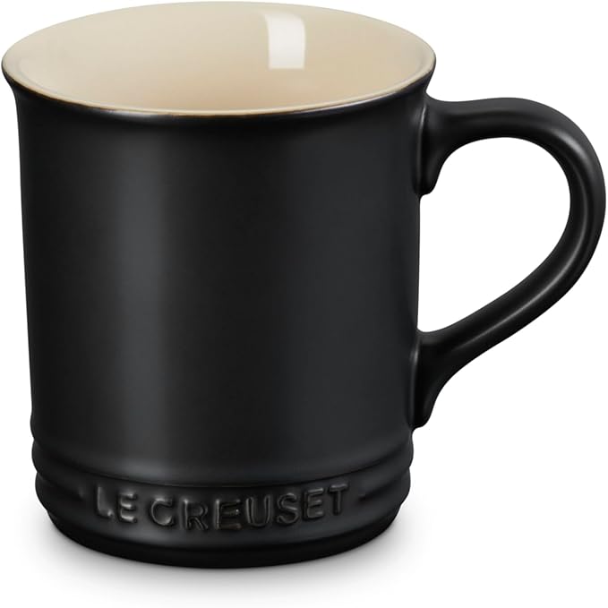 Le Creuset Enamel On Steel Demi Kettle & Stoneware Set of 2 Mugs, 1.25 qt. Kettle & (2) 14 oz. Mugs, Licorice