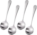 7" Elegant Soup Spoons Silverware Set,18/10 Stainless Steel,Matte Satin Finish,Dishwasher Safe(Set of 4,Silver)